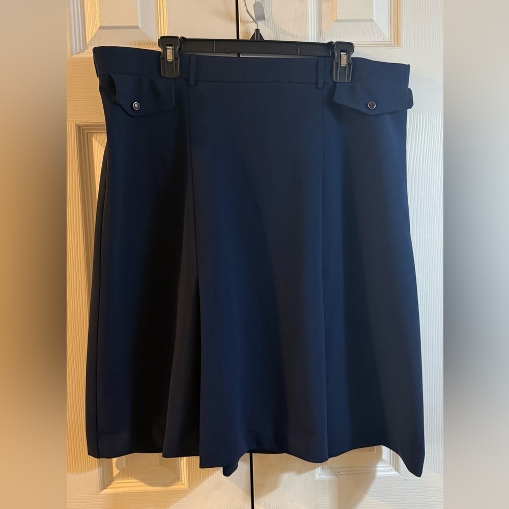 NYC Navy A-Line Skirt with Pocket Details